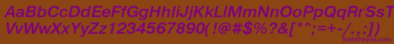 PragmaticaMediumOblique Font – Purple Fonts on Brown Background