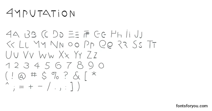 Amputation-fontti – aakkoset, numerot, erikoismerkit