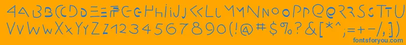 Amputation Font – Blue Fonts on Orange Background