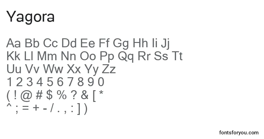Schriftart Yagora – Alphabet, Zahlen, spezielle Symbole