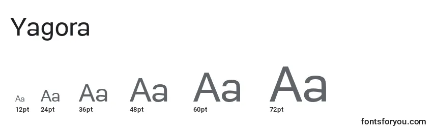 Размеры шрифта Yagora