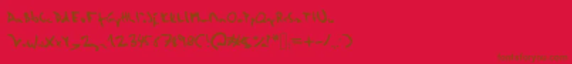 フォントHerzogscript – 赤い背景に茶色の文字