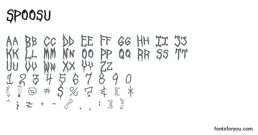 Schriftart Spoosu – Alphabet, Zahlen, spezielle Symbole