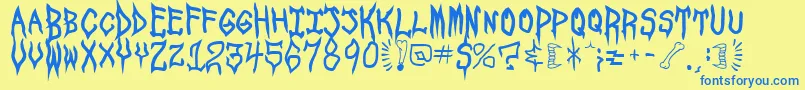 Czcionka Spoosu – niebieskie czcionki na żółtym tle