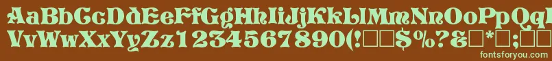 フォントVivianRegular – 緑色の文字が茶色の背景にあります。