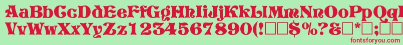 VivianRegular-fontti – punaiset fontit vihreällä taustalla