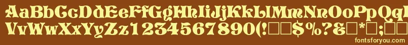 VivianRegular-fontti – keltaiset fontit ruskealla taustalla