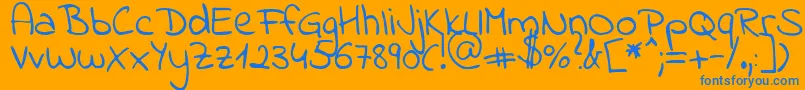Indieflower Font – Blue Fonts on Orange Background