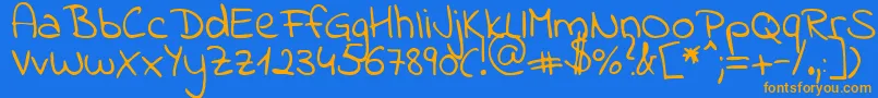 Indieflower Font – Orange Fonts on Blue Background