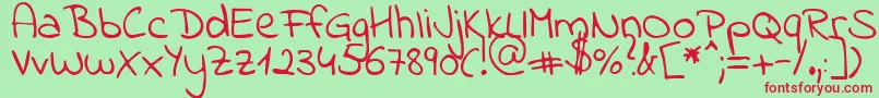 Indieflower-Schriftart – Rote Schriften auf grünem Hintergrund