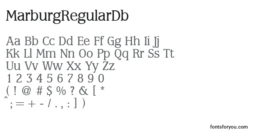 Czcionka MarburgRegularDb – alfabet, cyfry, specjalne znaki