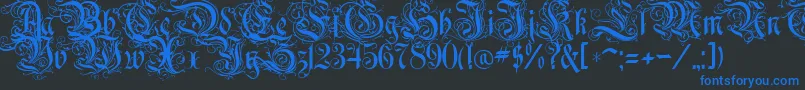 Czcionka RothenburgDecorative – niebieskie czcionki na czarnym tle