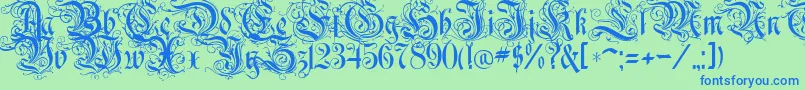 RothenburgDecorative Font – Blue Fonts on Green Background