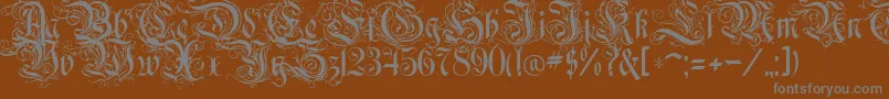 フォントRothenburgDecorative – 茶色の背景に灰色の文字