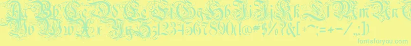 Czcionka RothenburgDecorative – zielone czcionki na żółtym tle