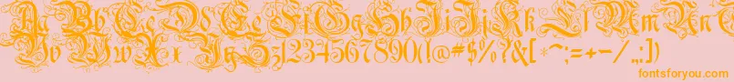 RothenburgDecorative-Schriftart – Orangefarbene Schriften auf rosa Hintergrund