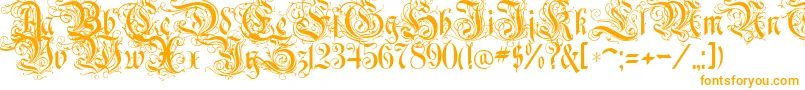 RothenburgDecorative-Schriftart – Orangefarbene Schriften auf weißem Hintergrund