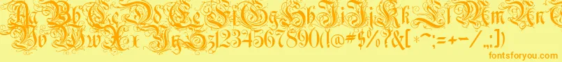 Czcionka RothenburgDecorative – pomarańczowe czcionki na żółtym tle