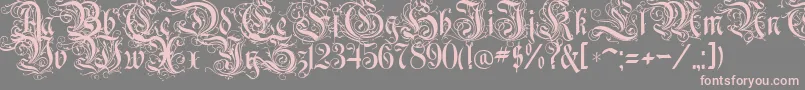 Czcionka RothenburgDecorative – różowe czcionki na szarym tle