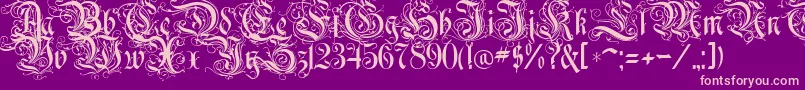 RothenburgDecorative-Schriftart – Rosa Schriften auf violettem Hintergrund