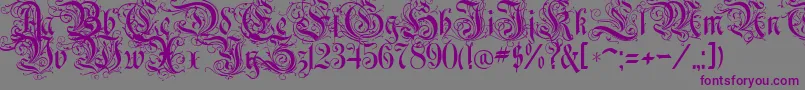 フォントRothenburgDecorative – 紫色のフォント、灰色の背景