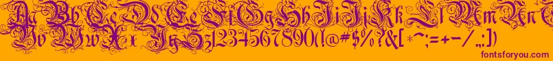 Czcionka RothenburgDecorative – fioletowe czcionki na pomarańczowym tle
