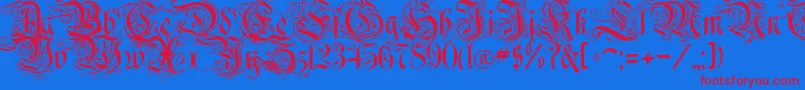 RothenburgDecorative-fontti – punaiset fontit sinisellä taustalla