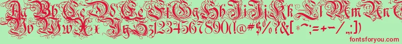 RothenburgDecorative Font – Red Fonts on Green Background