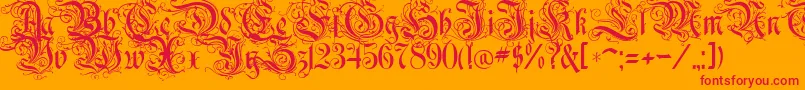 RothenburgDecorative Font – Red Fonts on Orange Background