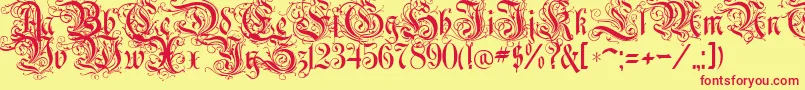 RothenburgDecorative Font – Red Fonts on Yellow Background