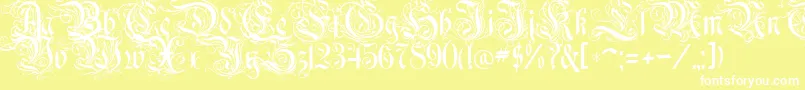 フォントRothenburgDecorative – 黄色い背景に白い文字