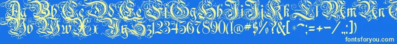 RothenburgDecorative-Schriftart – Gelbe Schriften auf blauem Hintergrund