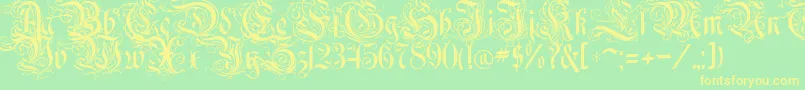 Шрифт RothenburgDecorative – жёлтые шрифты на зелёном фоне