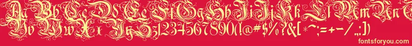 RothenburgDecorative Font – Yellow Fonts on Red Background
