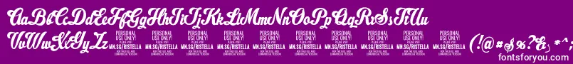 Fonte RistellaPersonalUseOnly – fontes brancas em um fundo violeta