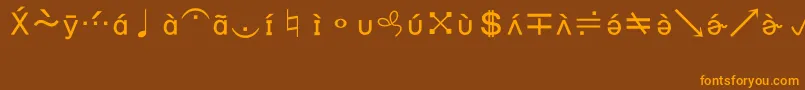 Czcionka BookshelfSymbol7 – pomarańczowe czcionki na brązowym tle