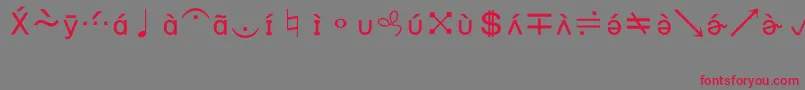 BookshelfSymbol7 Font – Red Fonts on Gray Background