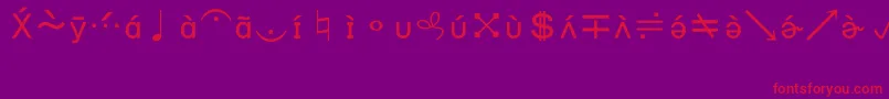 フォントBookshelfSymbol7 – 紫の背景に赤い文字