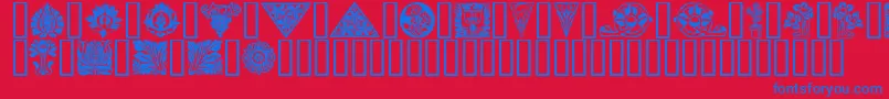 Ornamenter-fontti – siniset fontit punaisella taustalla