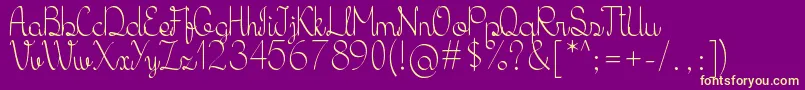 KhErzaScript-Schriftart – Gelbe Schriften auf violettem Hintergrund