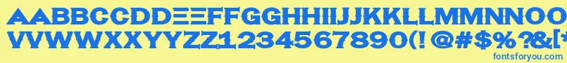 フォントHassified – 青い文字が黄色の背景にあります。