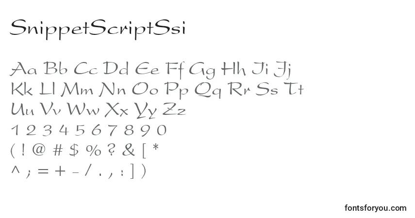 Шрифт SnippetScriptSsi – алфавит, цифры, специальные символы