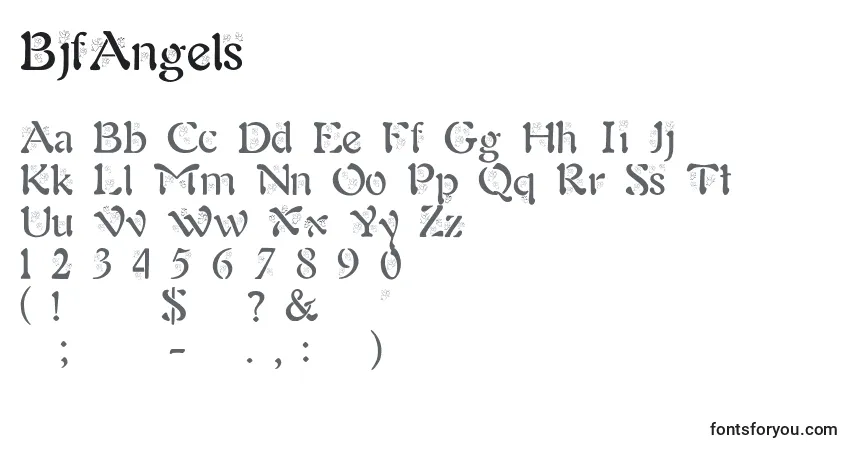 A fonte BjfAngels – alfabeto, números, caracteres especiais