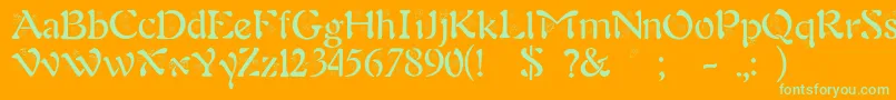 BjfAngels-Schriftart – Grüne Schriften auf orangefarbenem Hintergrund