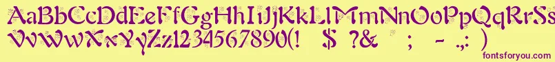 BjfAngels Font – Purple Fonts on Yellow Background