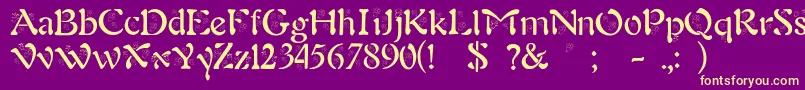 BjfAngels Font – Yellow Fonts on Purple Background