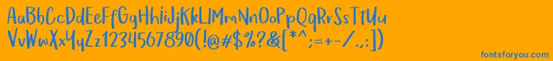 フォントOmTeloletOm – オレンジの背景に青い文字