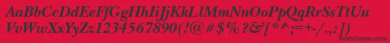 フォントNewbaskervilleettBolditalic – 赤い背景に黒い文字