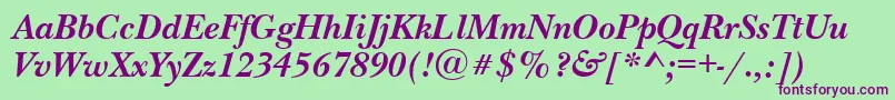 NewbaskervilleettBolditalic Font – Purple Fonts on Green Background