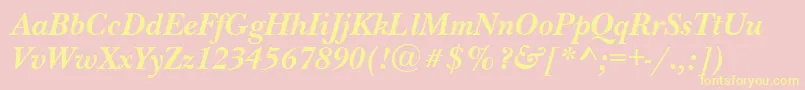 NewbaskervilleettBolditalic-Schriftart – Gelbe Schriften auf rosa Hintergrund